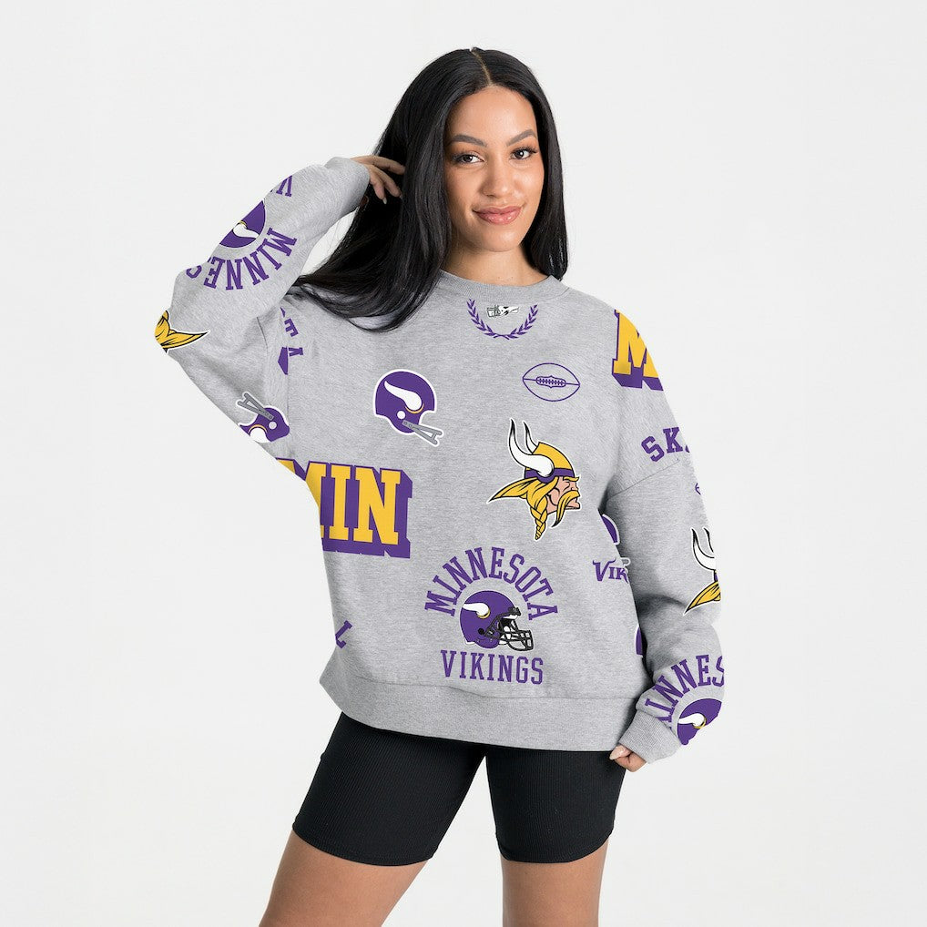 Minnesota Vikings Gameday Couture Women's Always On Repeat Fleece Sweatshirt Heather Gray | NFL