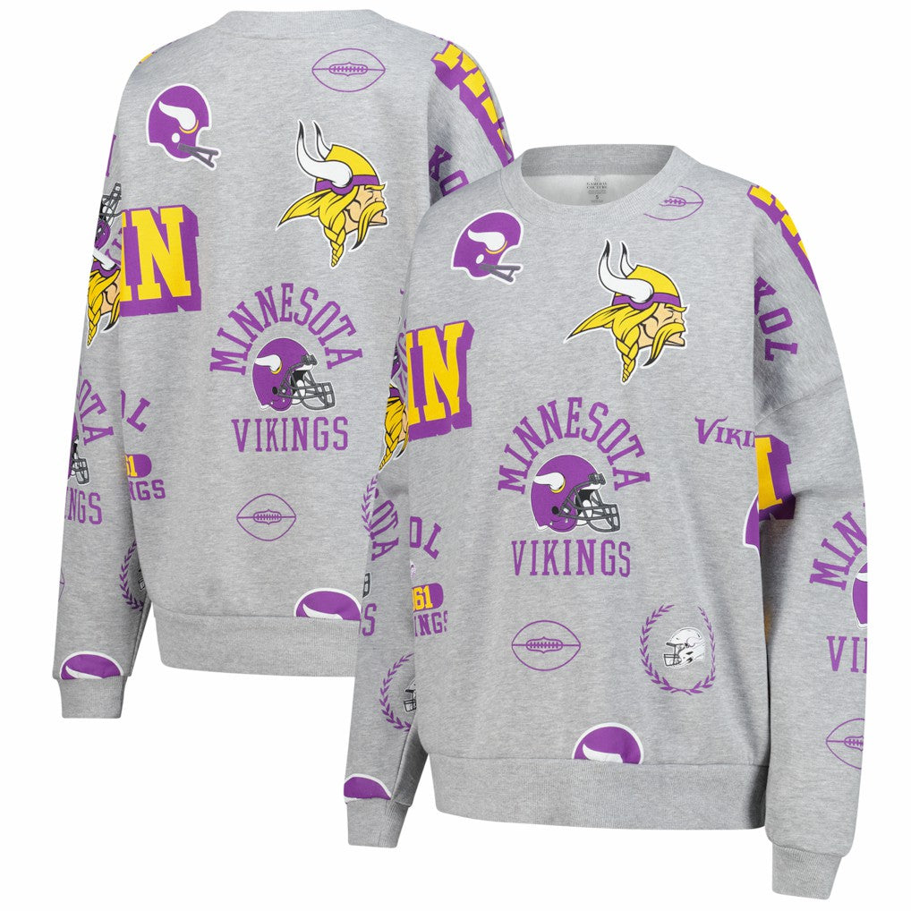 Minnesota Vikings Gameday Couture Women's Always On Repeat Fleece Sweatshirt Heather Gray | NFL