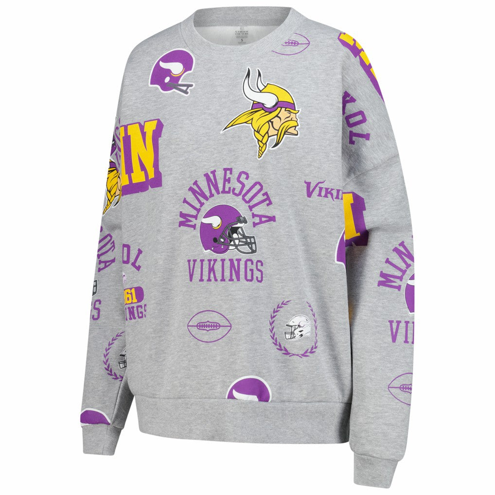 Minnesota Vikings Gameday Couture Women's Always On Repeat Fleece Sweatshirt Heather Gray | NFL