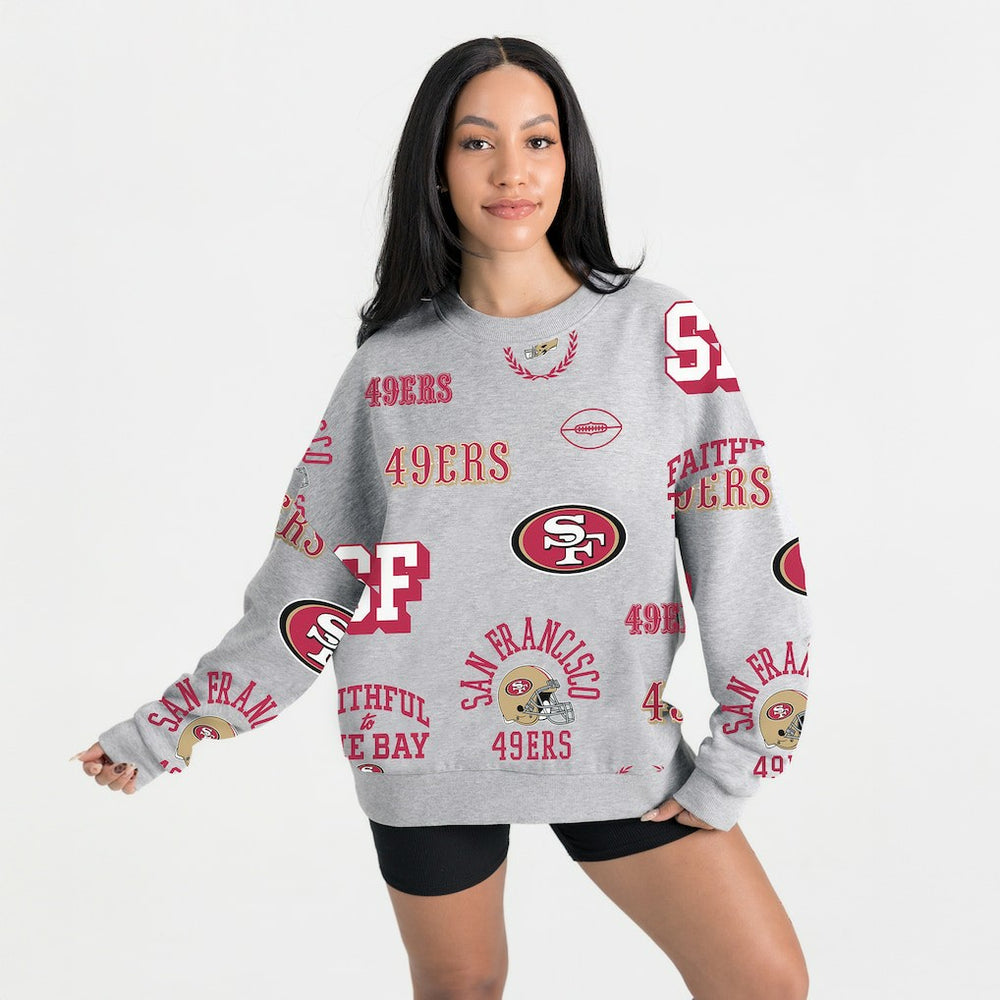 San Francisco 49ers Gameday Couture Women's Always On Repeat Fleece Sweatshirt Heather Gray | NFL