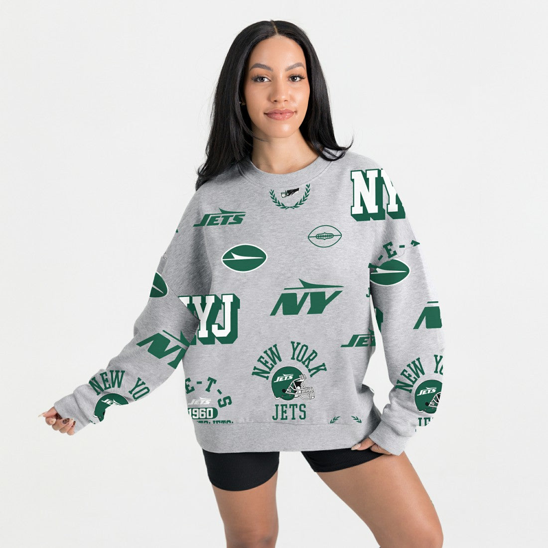 New York Jets Gameday Couture Women's Always On Repeat Fleece Sweatshirt Heather Gray | NFL