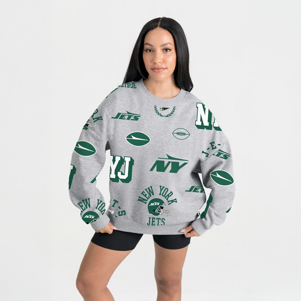 New York Jets Gameday Couture Women's Always On Repeat Fleece Sweatshirt Heather Gray | NFL