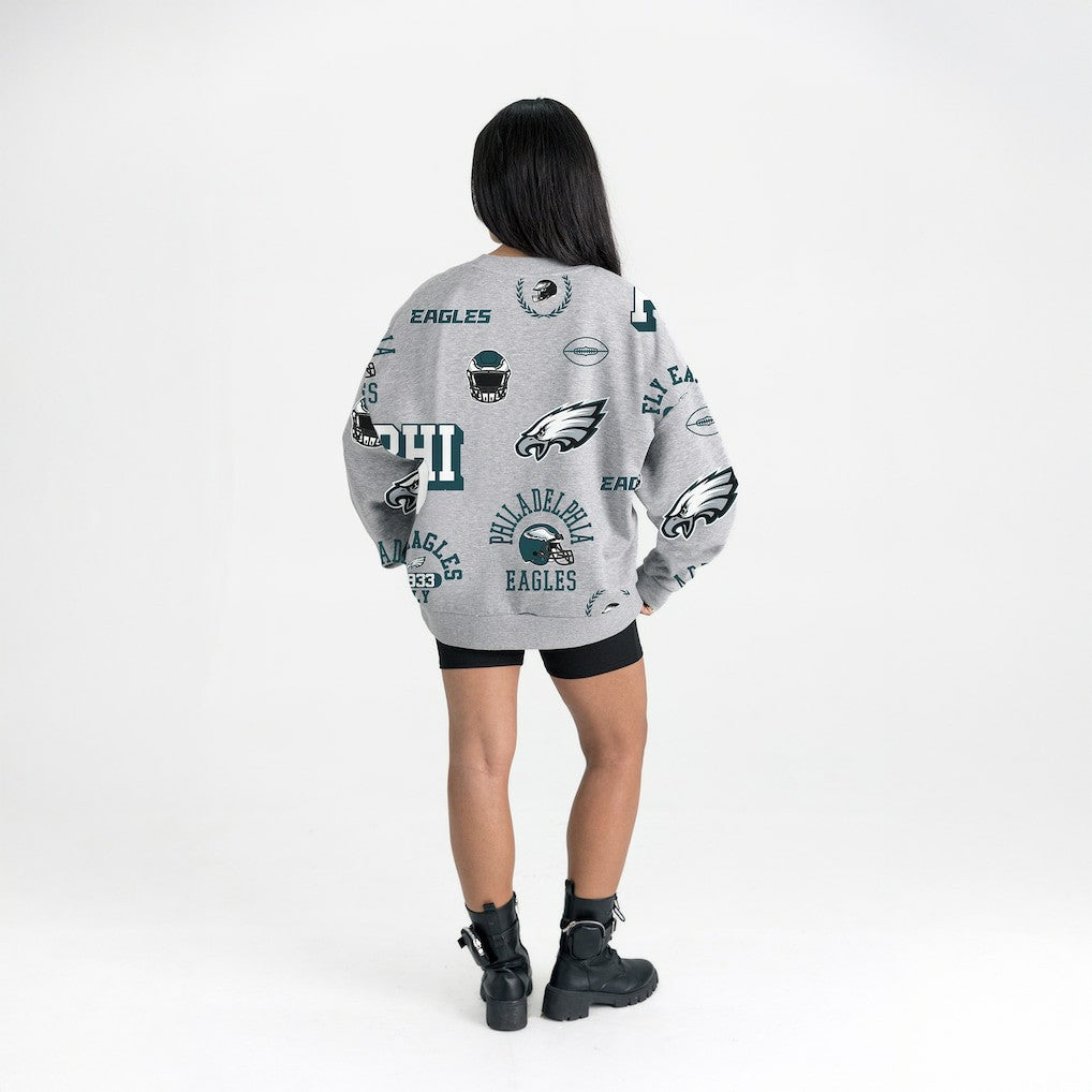 Philadelphia Eagles Gameday Couture Women's Always On Repeat Fleece Sweatshirt Heather Gray | NFL