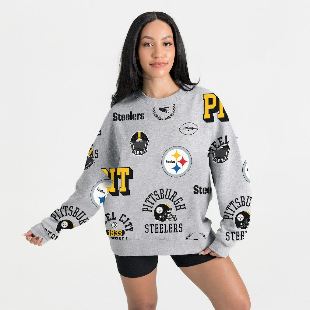 Pittsburgh Steelers Gameday Couture Women's Always On Repeat Fleece Sweatshirt Heather Gray | NFL
