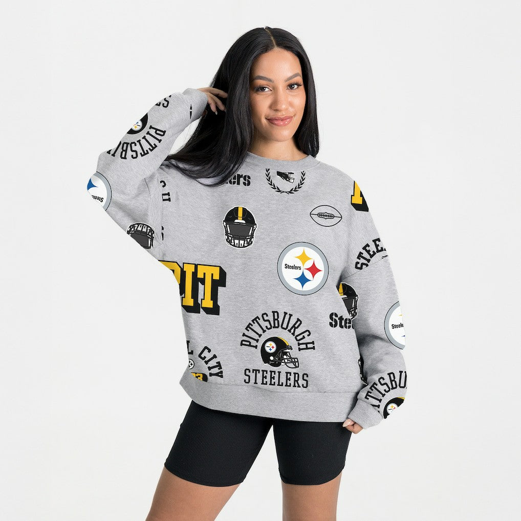 Pittsburgh Steelers Gameday Couture Women's Always On Repeat Fleece Sweatshirt Heather Gray | NFL