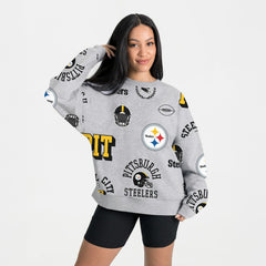 Pittsburgh Steelers Gameday Couture Women's Always On Repeat Fleece Sweatshirt Heather Gray | NFL