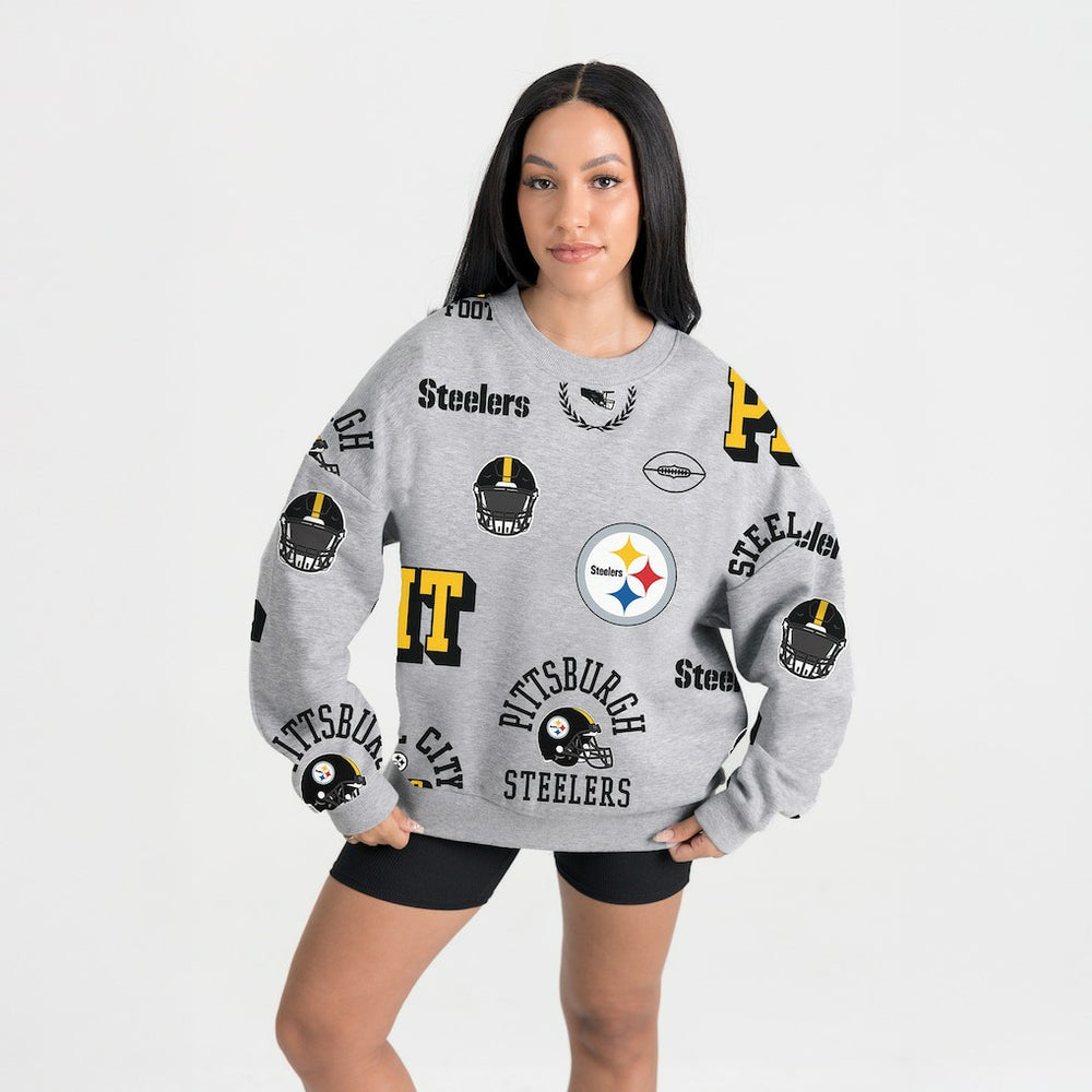 Pittsburgh Steelers Gameday Couture Women's Always On Repeat Fleece Sweatshirt Heather Gray | NFL