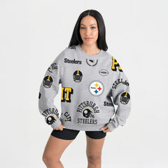 Pittsburgh Steelers Gameday Couture Women's Always On Repeat Fleece Sweatshirt Heather Gray | NFL