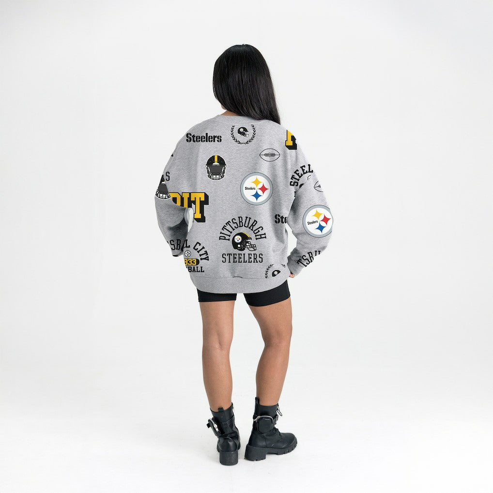 Pittsburgh Steelers Gameday Couture Women's Always On Repeat Fleece Sweatshirt Heather Gray | NFL
