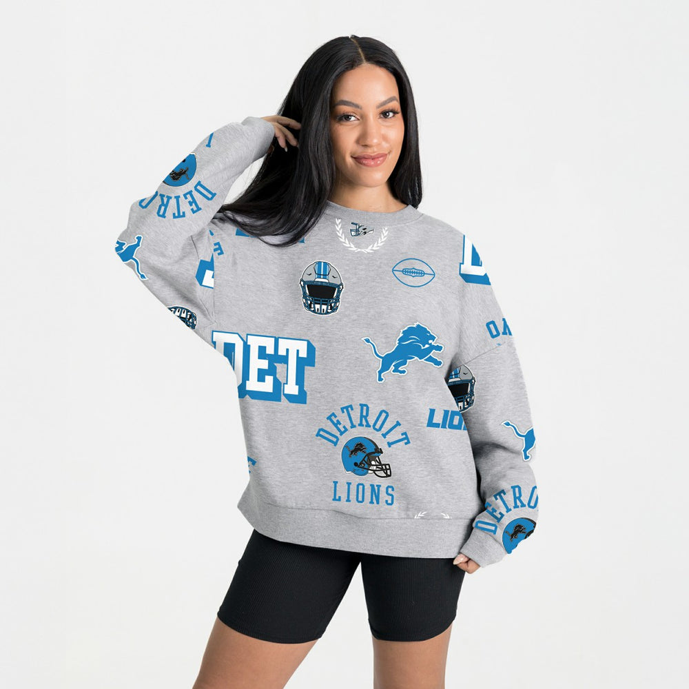 Detroit Lions Gameday Couture Women's Always On Repeat Fleece Sweatshirt Heather Gray | NFL