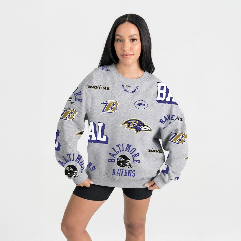 Baltimore Ravens Gameday Couture Women's Always On Repeat Fleece Sweatshirt Heather Gray | NFL
