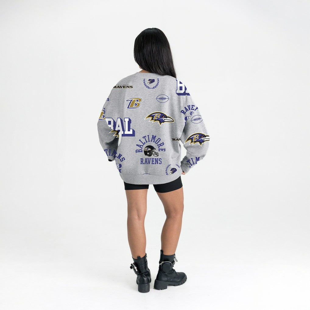Baltimore Ravens Gameday Couture Women's Always On Repeat Fleece Sweatshirt Heather Gray | NFL