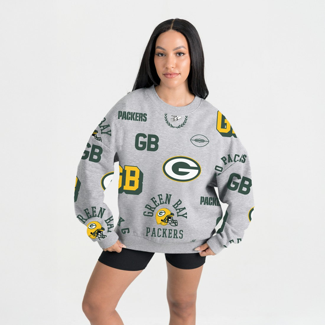 Green Bay Packers Gameday Couture Women's Always On Repeat Fleece Sweatshirt Heather Gray | NFL