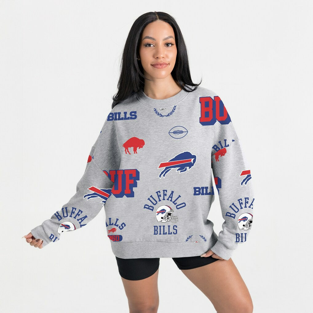 Buffalo Bills Gameday Couture Women's Always On Repeat Fleece Sweatshirt Heather Gray | NFL