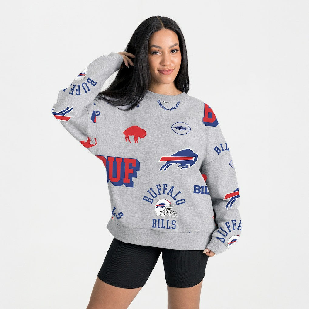 Buffalo Bills Gameday Couture Women's Always On Repeat Fleece Sweatshirt Heather Gray | NFL