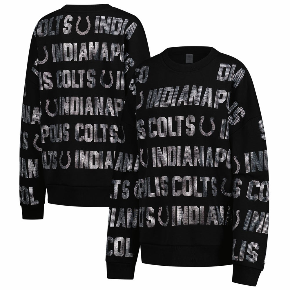 Indianapolis Colts Gameday Couture Women's Oversized Hype Era Rhinestone Text Sweatshirt Black | NFL