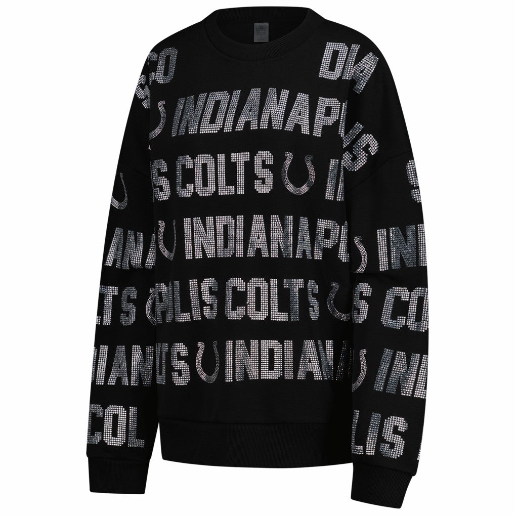 Indianapolis Colts Gameday Couture Women's Oversized Hype Era Rhinestone Text Sweatshirt Black | NFL