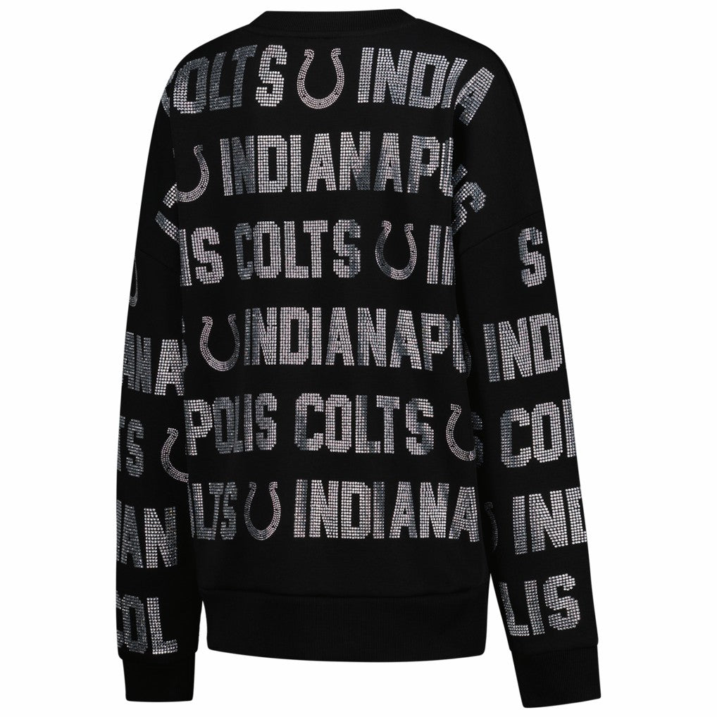 Indianapolis Colts Gameday Couture Women's Oversized Hype Era Rhinestone Text Sweatshirt Black | NFL