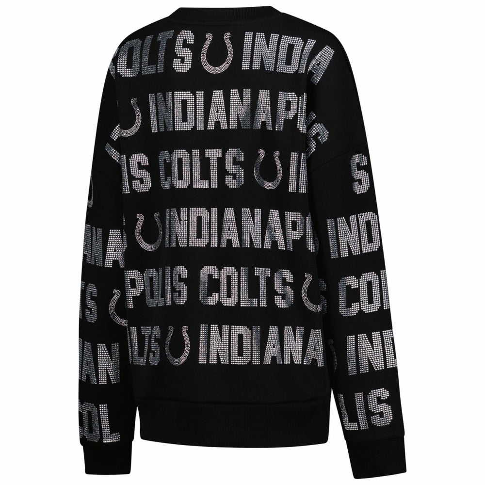 Indianapolis Colts Gameday Couture Women's Oversized Hype Era Rhinestone Text Sweatshirt Black | NFL