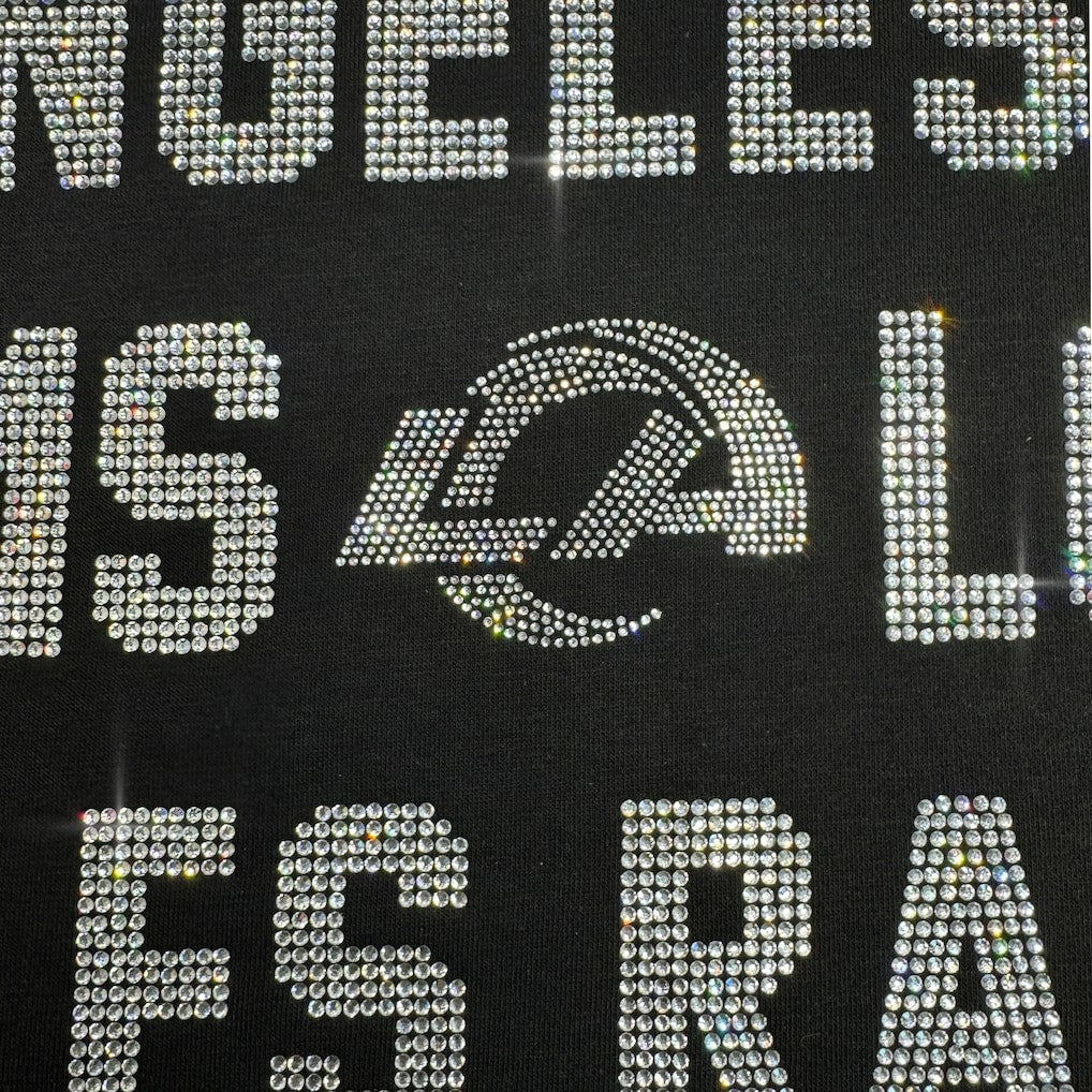 Los Angeles Rams Gameday Couture Women's Oversized Hype Era Rhinestone Text Sweatshirt Black | NFL