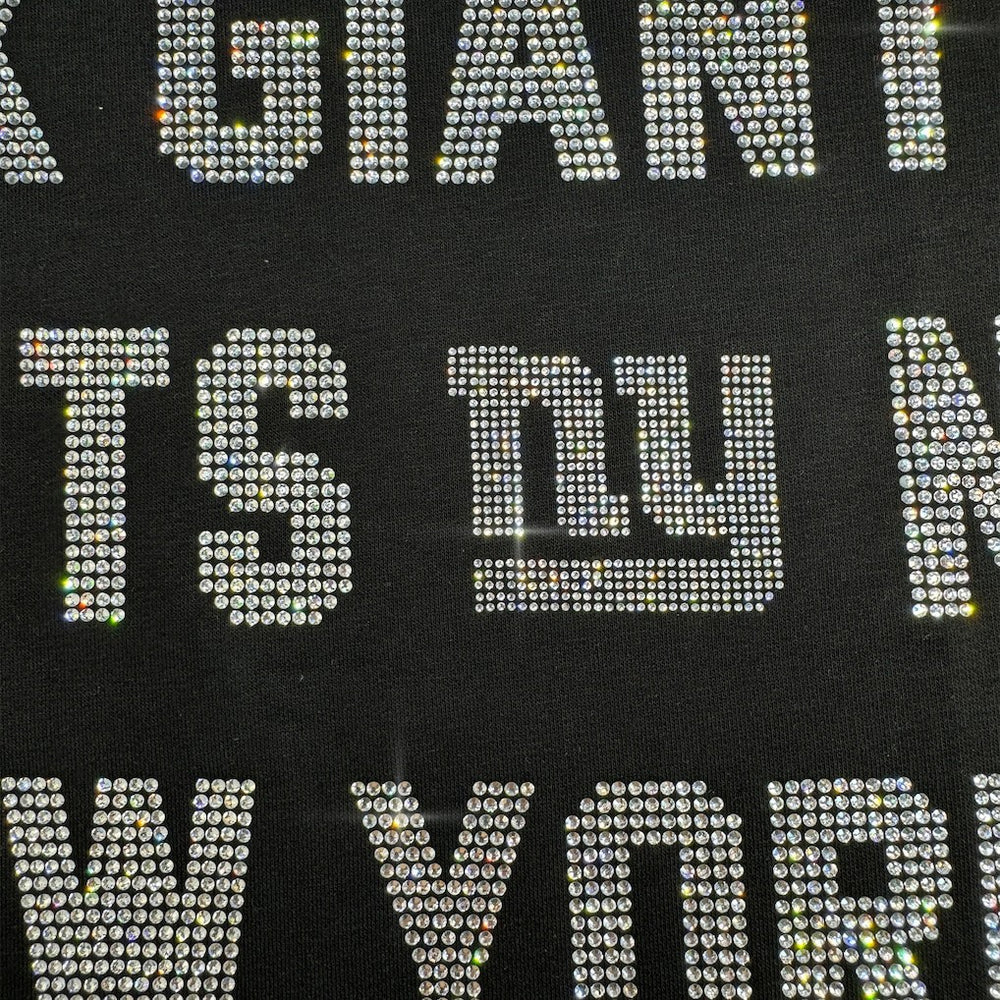 New York Giants Gameday Couture Women's Oversized Hype Era Rhinestone Text Sweatshirt Black | NFL