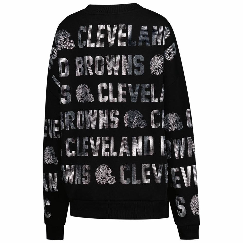 Cleveland Browns Gameday Couture Women's Oversized Hype Era Rhinestone Text Sweatshirt Black | NFL