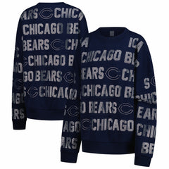 Chicago Bears Gameday Couture Women's Oversized Hype Era Rhinestone Text Sweatshirt Navy | NFL