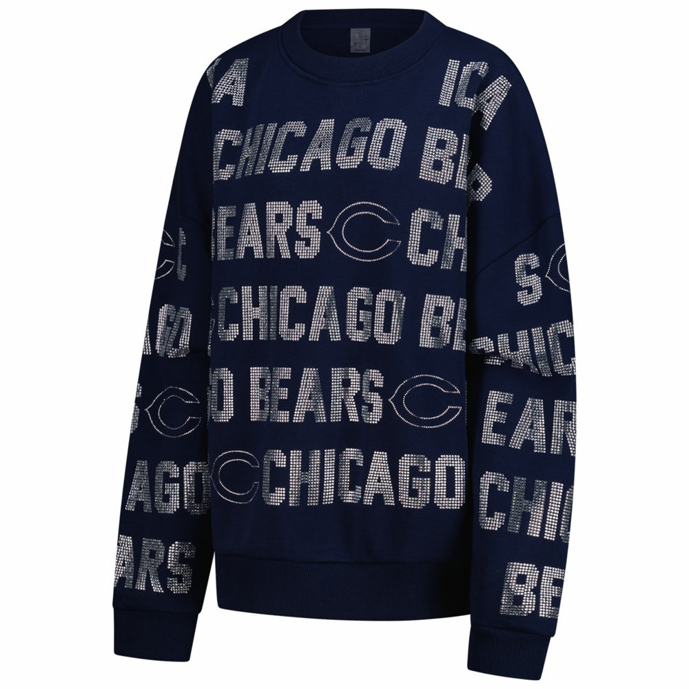 Chicago Bears Gameday Couture Women's Oversized Hype Era Rhinestone Text Sweatshirt Navy | NFL
