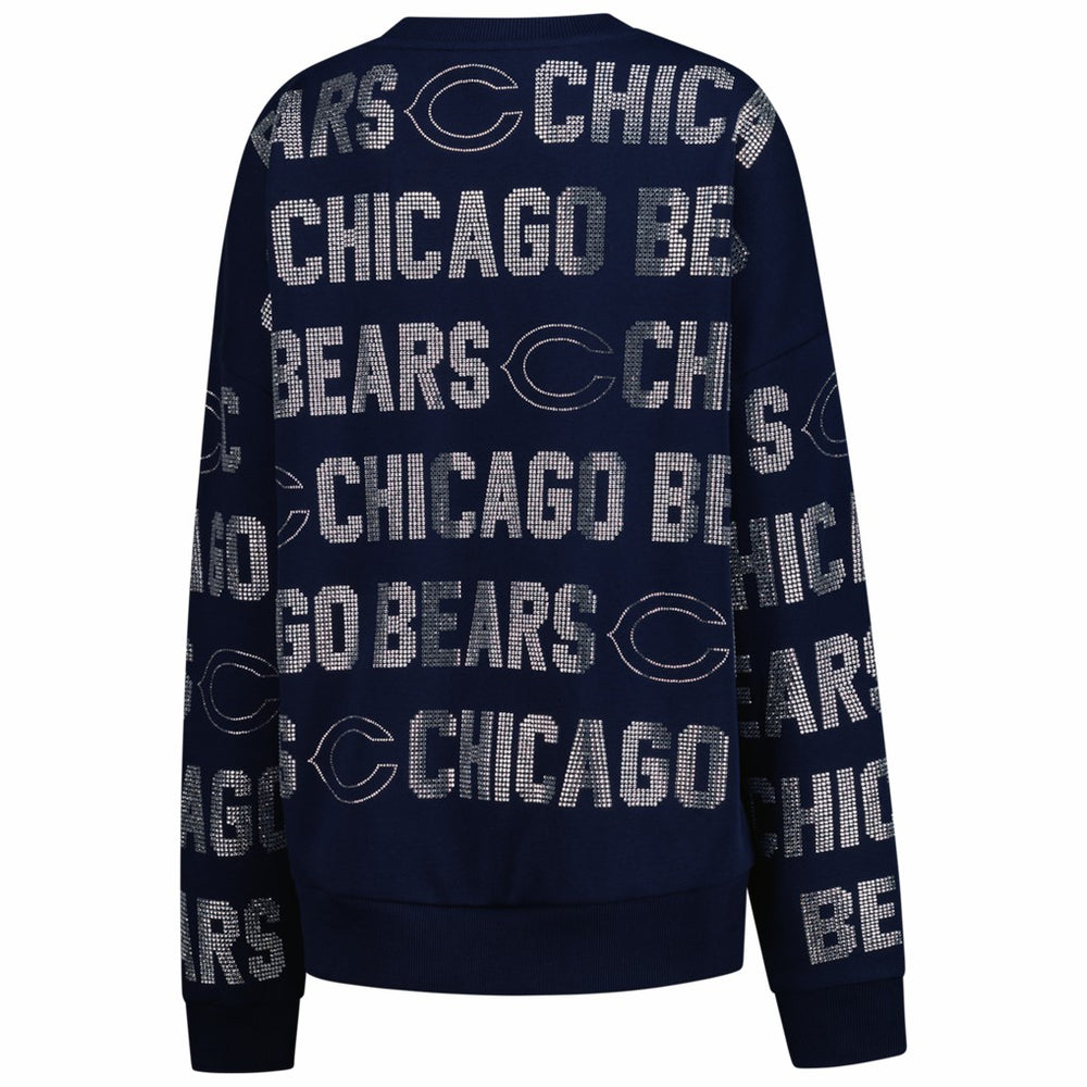 Chicago Bears Gameday Couture Women's Oversized Hype Era Rhinestone Text Sweatshirt Navy | NFL