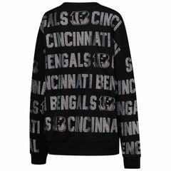 Cincinnati Bengals Gameday Couture Women's Oversized Hype Era Rhinestone Text Sweatshirt Black | NFL