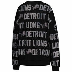 Detroit Lions Gameday Couture Women's Oversized Hype Era Rhinestone Text Sweatshirt Black | NFL