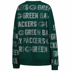 Green Bay Packers Gameday Couture Women's Oversized Hype Era Rhinestone Text Sweatshirt Green | NFL