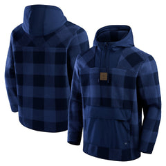 Dallas Cowboys Elements Plaid Polar Fleece Quarter-Zip Hoodie Navy | Fanatics