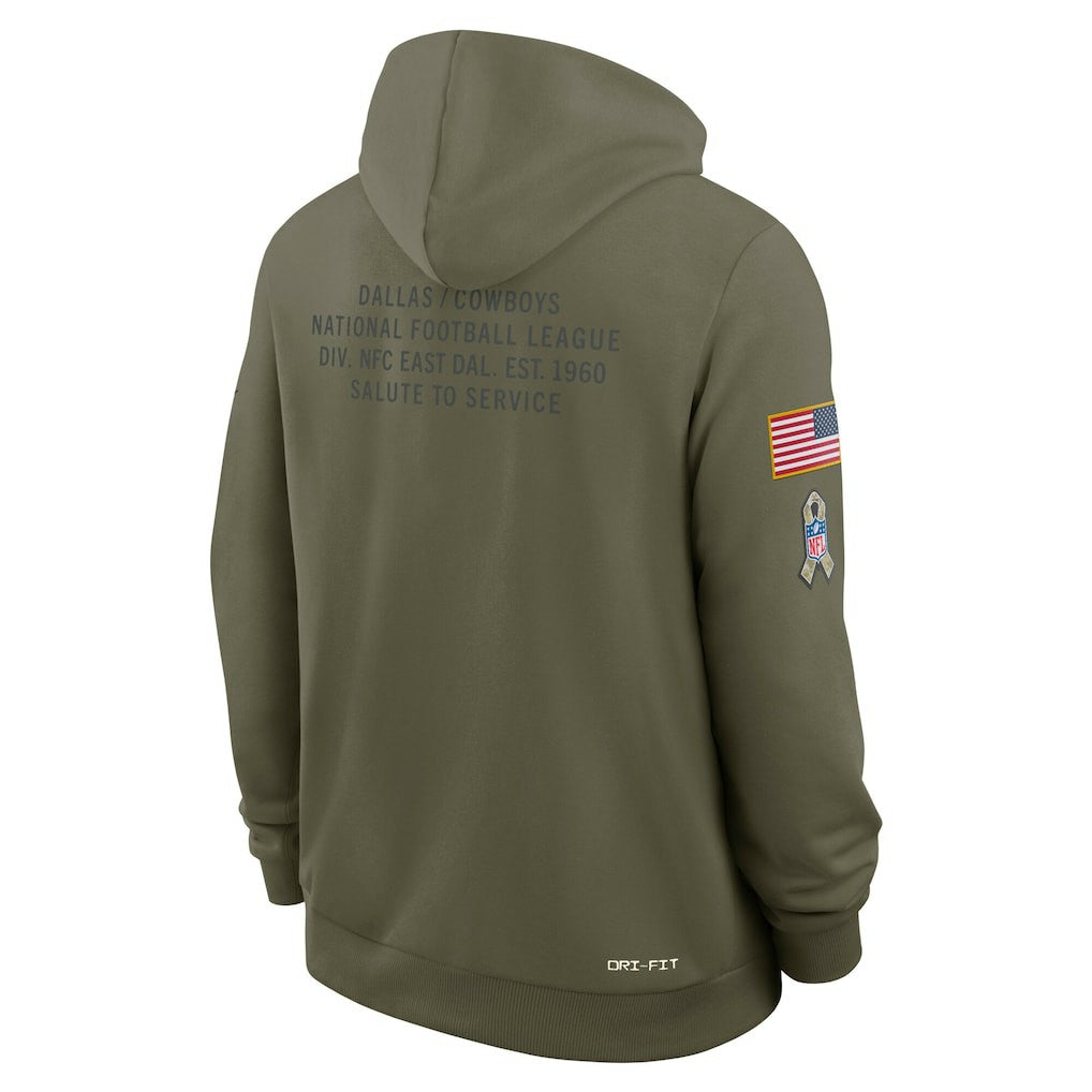 Dallas Cowboys 2025 Salute to Service Sideline Standard Issue Dri-FIT Hoodie Olive | Nike for Sale