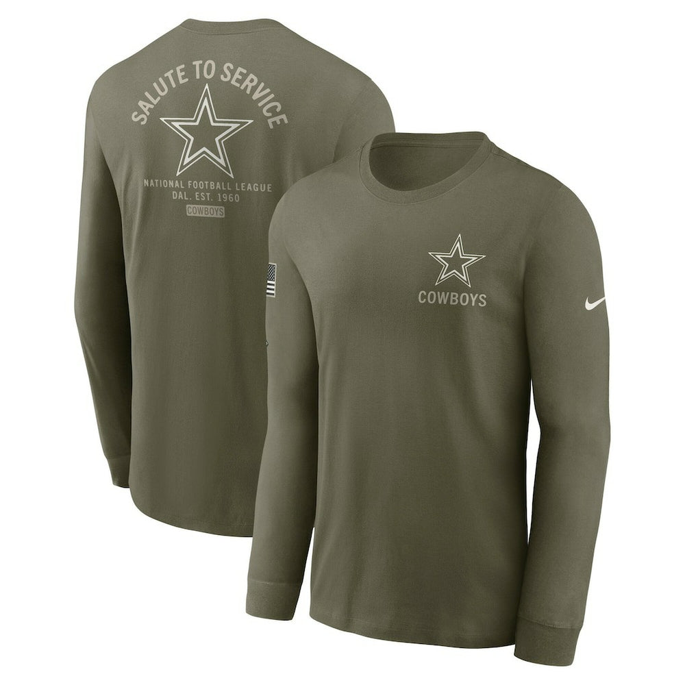 Dallas Cowboys 2025 Salute to Service Sideline Long Sleeve T-Shirt Olive | Nike for Sale