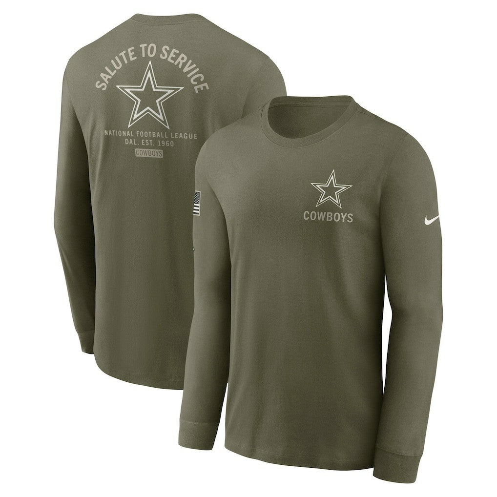 Dallas Cowboys 2025 Salute to Service Sideline Long Sleeve T-Shirt Olive | Nike for Sale