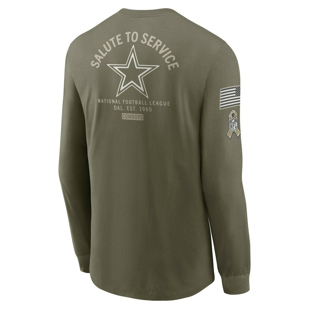 Dallas Cowboys 2025 Salute to Service Sideline Long Sleeve T-Shirt Olive | Nike for Sale
