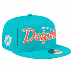 Miami Dolphins New Era Youth Main Script 9FIFTY Snapback Hat Aqua | NFL