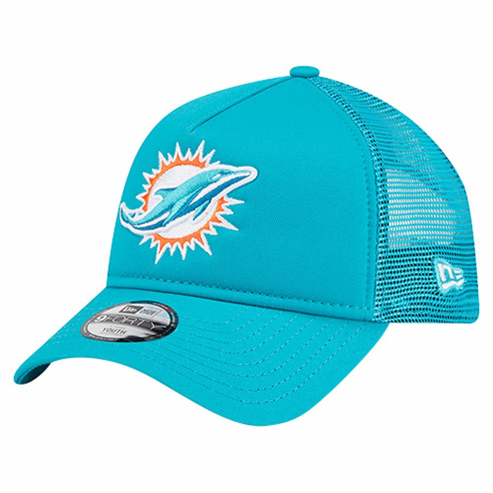Miami Dolphins New Era Youth Main A-Frame 9FORTY Adjustable Hat Aqua | NFL
