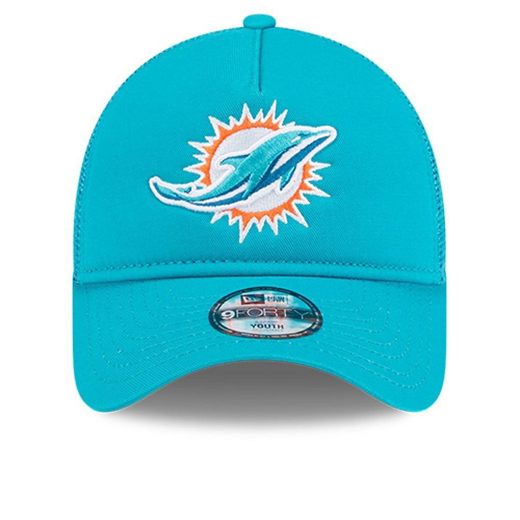 Miami Dolphins New Era Youth Main A-Frame 9FORTY Adjustable Hat Aqua | NFL