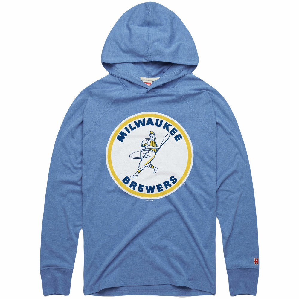 Milwaukee Brewers Homage Lightweight Raglan Tri-Blend Pullover Hoodie - MLB