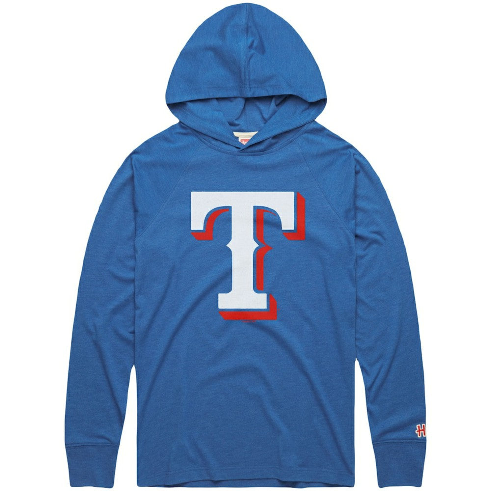 Texas Rangers Homage Lightweight Raglan Tri-Blend Pullover Hoodie - MLB