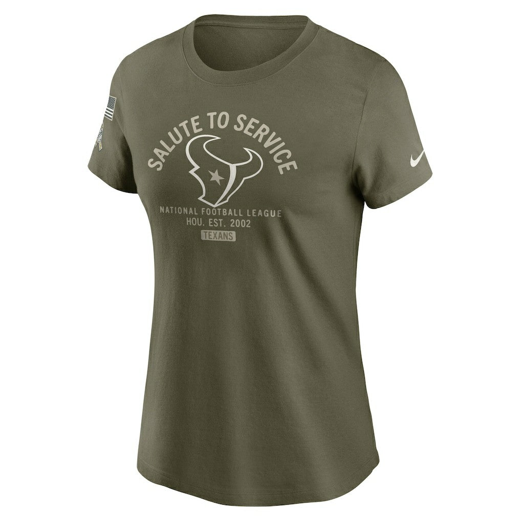 Houston Texans Women's 2025 Salute to Service Sideline T-Shirt Olive | Nike for Sale
