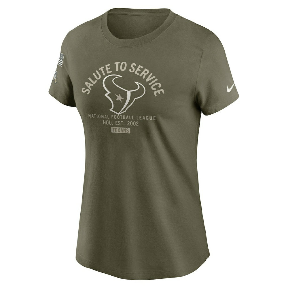 Houston Texans Women's 2025 Salute to Service Sideline T-Shirt Olive | Nike for Sale