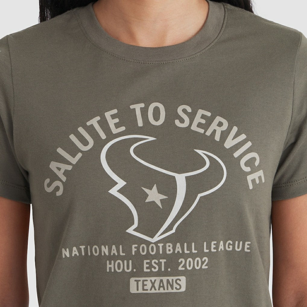 Houston Texans Women's 2025 Salute to Service Sideline T-Shirt Olive | Nike for Sale