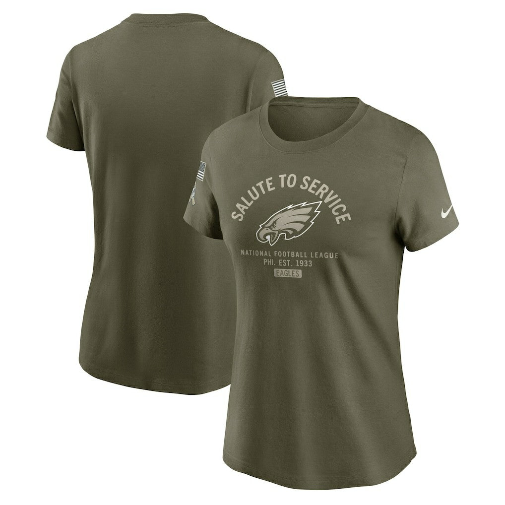 Philadelphia Eagles Women's 2025 Salute to Service Sideline T-Shirt Olive | Nike for Sale