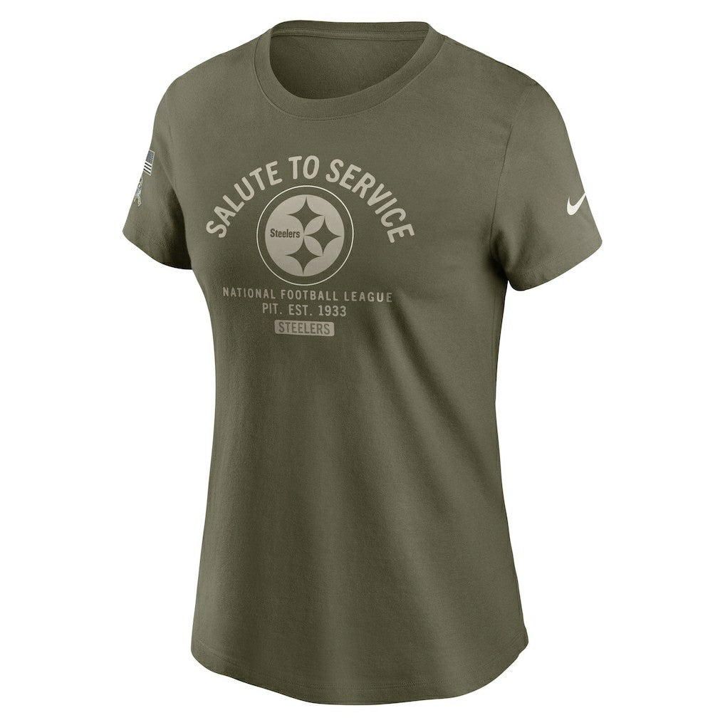 Pittsburgh Steelers Women's 2025 Salute to Service Sideline T-Shirt Olive | Nike for Sale