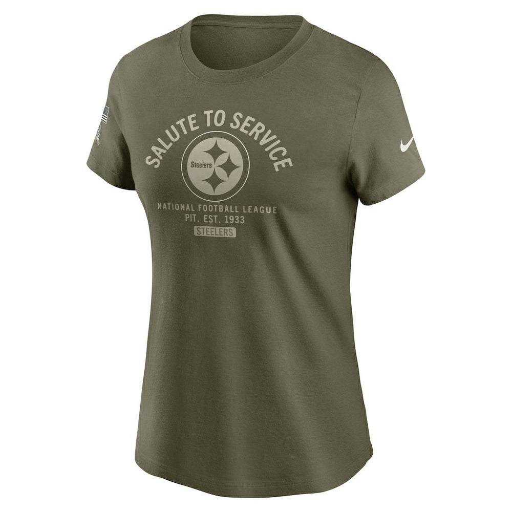 Pittsburgh Steelers Women's 2025 Salute to Service Sideline T-Shirt Olive | Nike for Sale