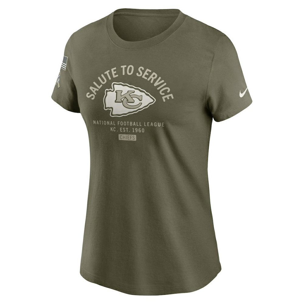 Kansas City Chiefs Women's 2025 Salute to Service Sideline T-Shirt Olive | Nike for Sale