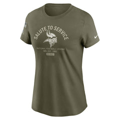 Minnesota Vikings Women's 2025 Salute to Service Sideline T-Shirt Olive | Nike for Sale